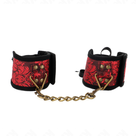 KINK - ROOD-ZWARTE SCANDAL DESIGN POLSBANDJES MET STRIKDETAIL 24,5 CM 