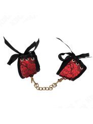 KINK - SCANDAL WRIST RESTRAINTS RED-BLACK LACE DETAILS 24.5 CM X 6.5 C