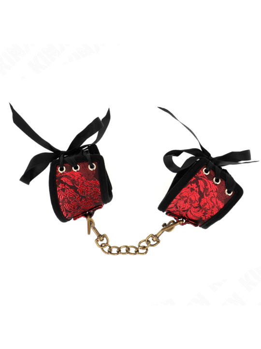 KINK - ROOD-ZWARTE SCANDAL DESIGN POLSBANDJES MET STRIKDETAIL 24,5 CM 