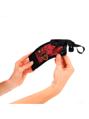 KINK - SCANDAL HANDGELENKSFESSELN ROT-SCHWARZE SPITZENDETAILS 24,5 CM 
