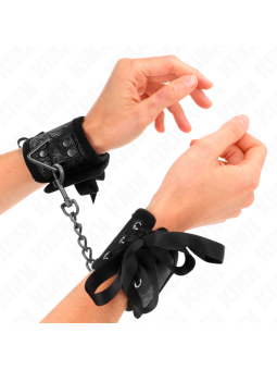 KINK - ZWARTE SCANDAL DESIGN POLSBANDJES MET STRIKDETAIL 24,5 CM X 6,5