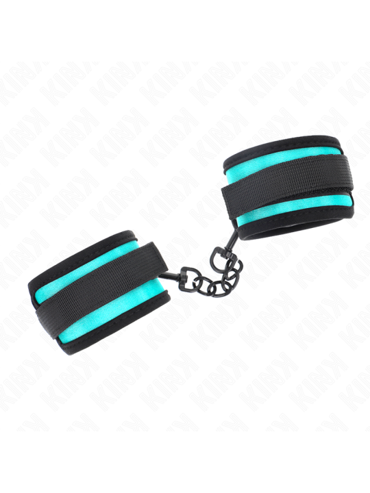 KINK - HOOK AND LOOP NYLON BIND WRIST RESTRAINTS BLACK-BLUE ADJUSTABLE