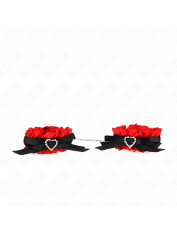 KINK - ATTENTES-POIGNETS ÉLASTIQUES EN DENTELLE DÉTAILS COEUR ROUGE RÉ
