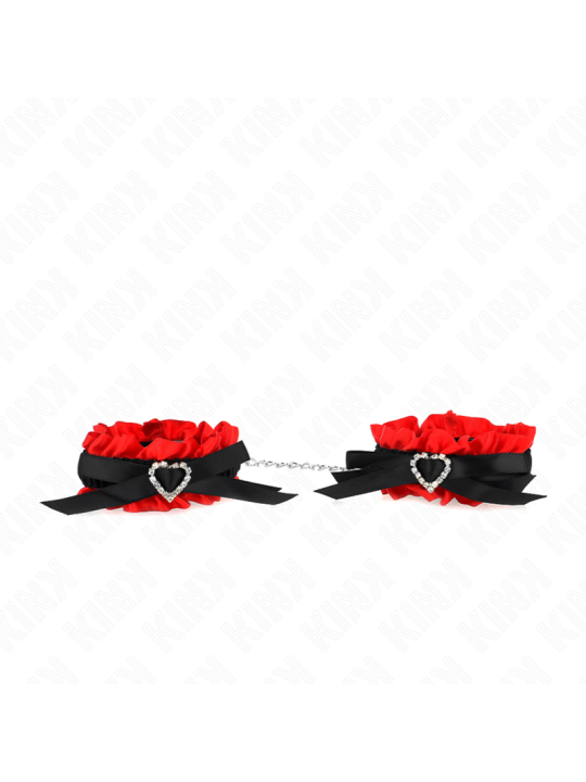 KINK - MUÑEQUERAS ELÁSTICAS DE ENCAJE CON DETALLE CORAZÓN ROJO AJUSTAB