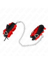 KINK - MUÑEQUERAS ELÁSTICAS DE ENCAJE CON DETALLE CORAZÓN ROJO AJUSTAB