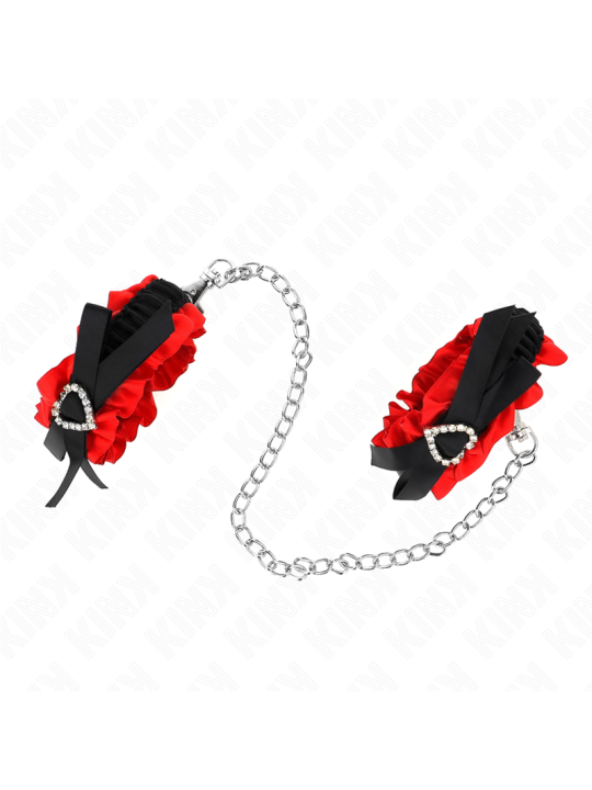 KINK - MUÑEQUERAS ELÁSTICAS DE ENCAJE CON DETALLE CORAZÓN ROJO AJUSTAB