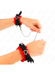 KINK - MUÑEQUERAS ELÁSTICAS DE ENCAJE CON DETALLE CORAZÓN ROJO AJUSTAB