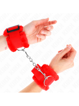 KINK - FURRY LINED WRIST RESTRAINTS RED ADJUSTABLE 17-31 CM X 7 CM