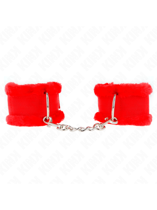 KINK - APPUI-POIGNETS DOUBLÉS DE FOURRURE ROUGE AJUSTABLE 17-31 CM X 7