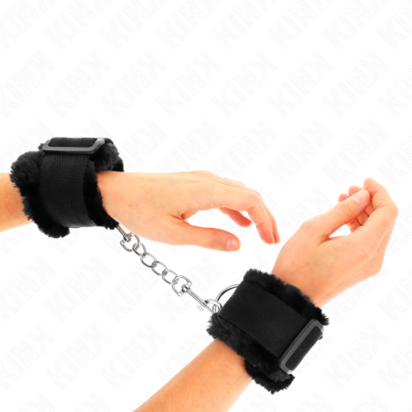 KINK - PELZGEFÜTTERTE HANDGELENKFESSELN SCHWARZ VERSTELLBAR 17-31 CM X