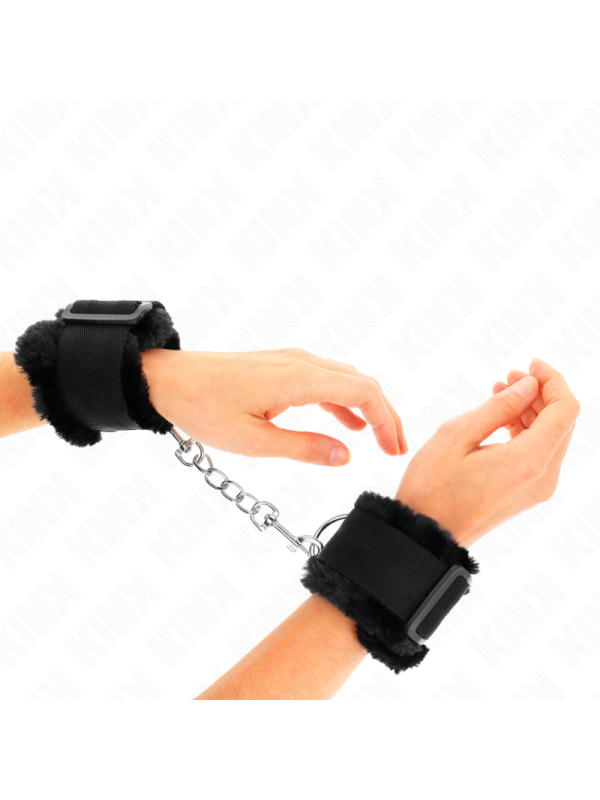 KINK - PELZGEFÜTTERTE HANDGELENKFESSELN SCHWARZ VERSTELLBAR 17-31 CM X