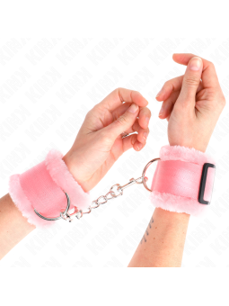 KINK - FURRY LINED WRIST RESTRAINTS PINK ADJUSTABLE 17-31 CM X 7 CM