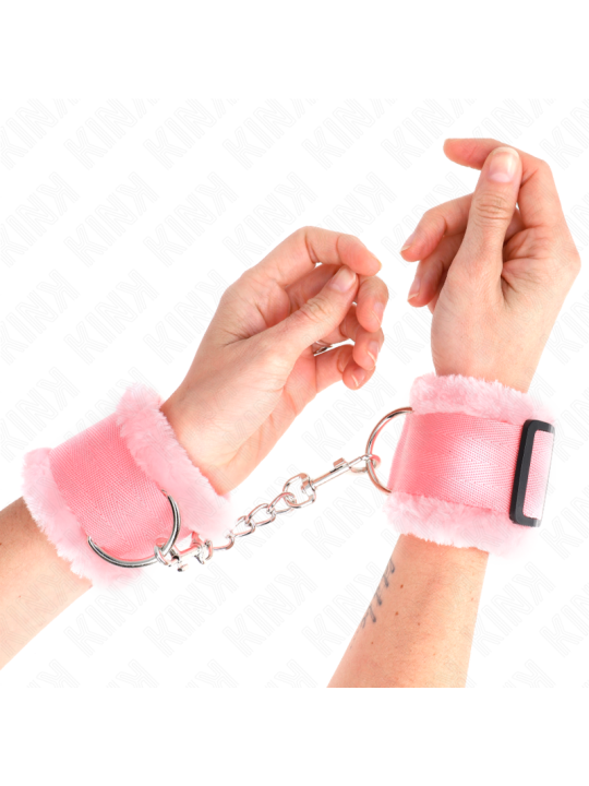 KINK - VERSTELBARE ROZE GEVOERDE POLSBANDJES 17-31 CM X 7 CM