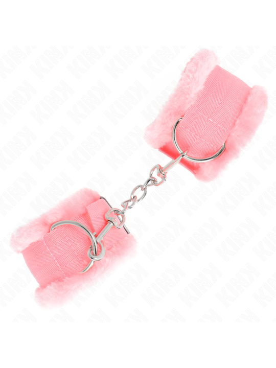KINK - APPUI-POIGNETS DOUBLÉS DE FOURRURE ROSE RÉGLABLE 17-31 CM X 7 C