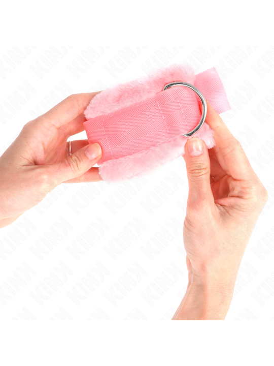 KINK - APPUI-POIGNETS DOUBLÉS DE FOURRURE ROSE RÉGLABLE 17-31 CM X 7 C