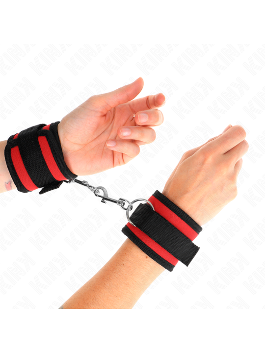KINK - MUÑEQUERAS NYLON ROJO-NEGRO MODELO 2 AJUSTABLE 18-35 CM X 6 CM