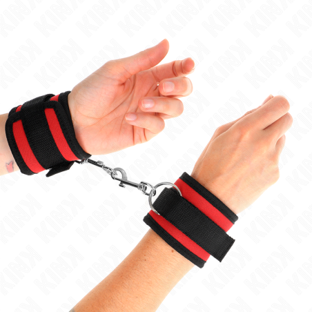 KINK - NYLON BIND-HANDHANDFESSELN MIT KLETTVERSCHLUSS ROT-SCHWARZ MODE