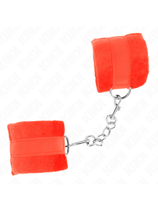 KINK - BEGINNER FUR HAND CUFFS RED 30 X 7 CM