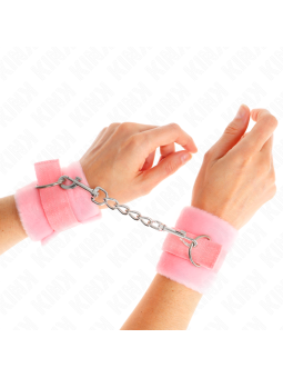 KINK - BEGINNER FUR HAND CUFFS PINK 30 X 7 CM