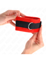 KINK - BEGINNER PELZHANDMANSCHETTEN SCHWARZ-ROT 30 X 7 CM