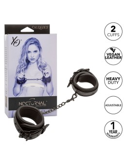 CALEXOTICS - NOCTURNAL LEATHER WRIST CUFFS ADJUSTABLE BLACK