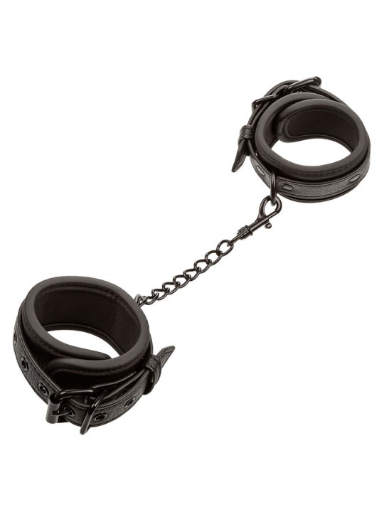 CALEXOTICS - NOCTURNAL LEATHER WRIST CUFFS ADJUSTABLE BLACK