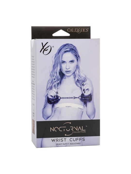 CALEXOTICS - NOCTURNAL LEATHER WRIST CUFFS ADJUSTABLE BLACK