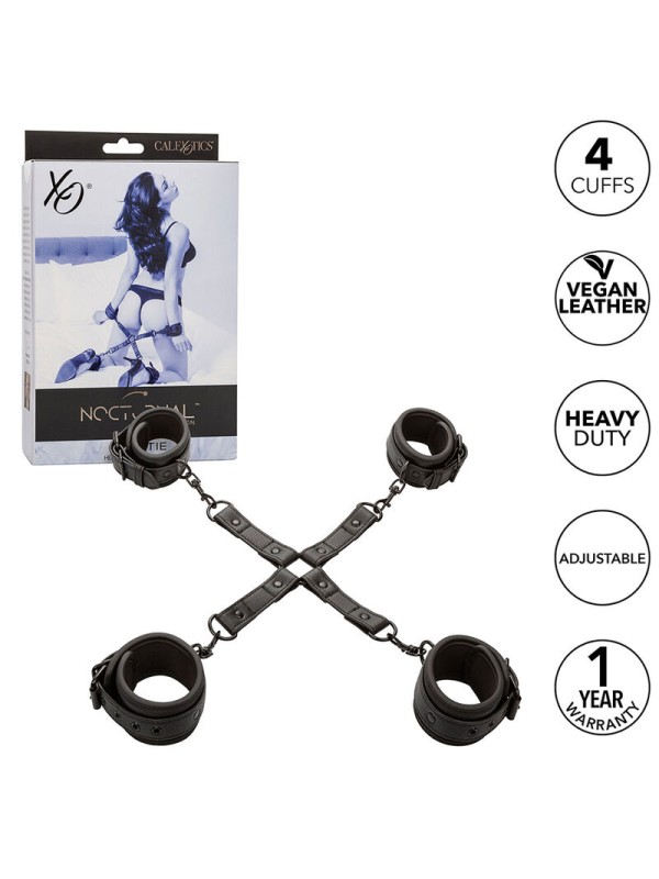 CALEXOTICS - NOCTURNAL HOG TIE CONNECTOR CUERO AJUSTABLE BLACK