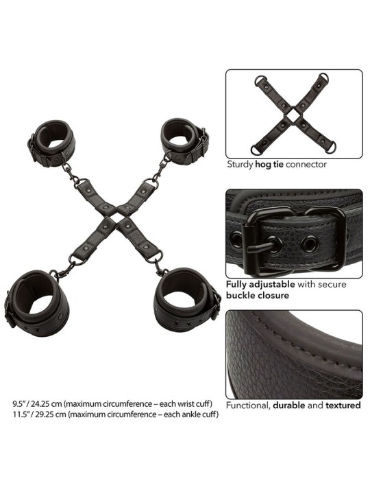 CALEXOTICS - NOCTURNAL CONECTOR HOG TIE CUERO AJUSTÁVEL PRETO