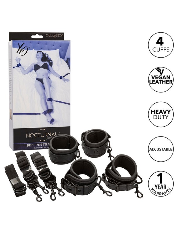CALEXOTICS - NOCTURNAL RESTRICCIONES DE CAMA CUERO AJUSTABLE NEGRO