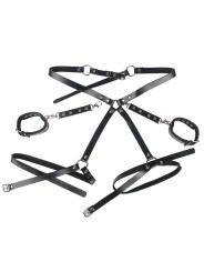 SUBBLIME - 953690 HANDSCHELLEN MIT BONDAGE-GÜRTEL SCHWARZ EINE GRÖSSE