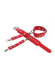 SUBBLIME - 953706 HANDSCHELLEN MIT BONDAGE-GÜRTEL ROT EINE GRÖSSE