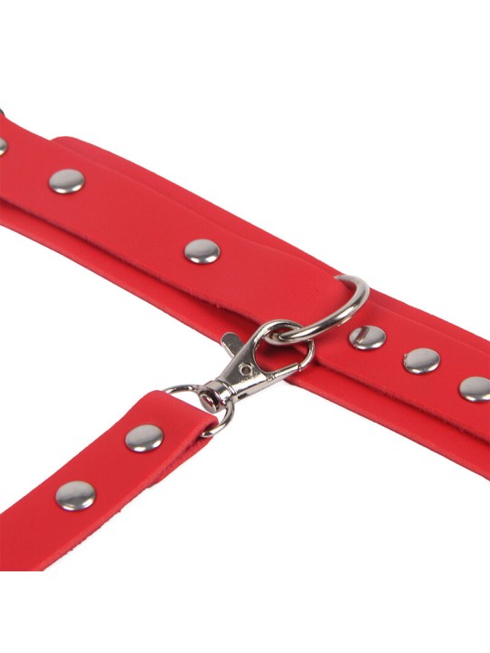 SUBBLIME - 953706 HANDSCHELLEN MIT BONDAGE-GÜRTEL ROT EINE GRÖSSE