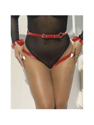 SUBBLIME - 953706 HANDSCHELLEN MIT BONDAGE-GÜRTEL ROT EINE GRÖSSE