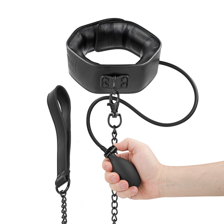 FETISH SUBMISSIVE BONDAGE - COLLIER D'ÉTRANGLEMENT GONFLABLE AVEC CHAÎ