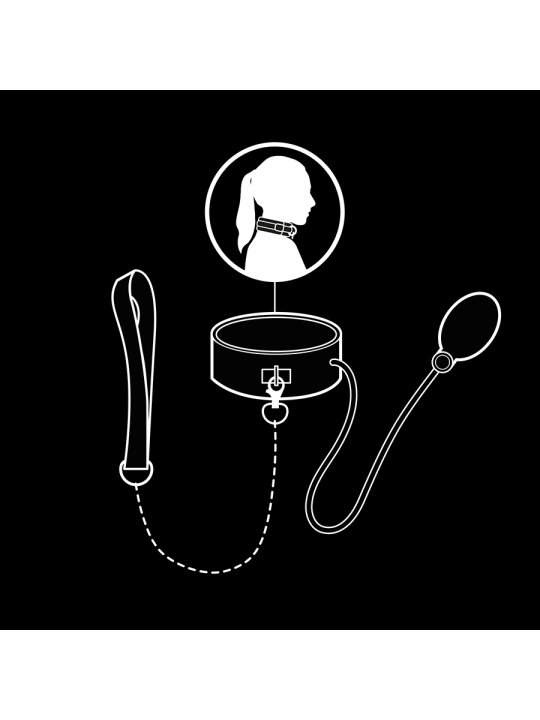 FETISH SUBMISSIVE BONDAGE - OPBLAASBARE VERSTIKKINGSHALSBAND MET KETTI