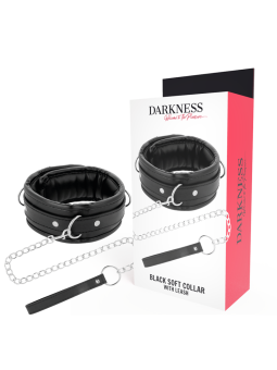 DARKNESS - COLAR DE COURO MACIO COM CORRENTE