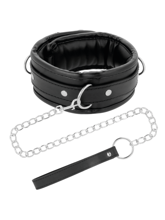 DARKNESS - COLLIER EN CUIR SOUPLE AVEC CHAÎNE