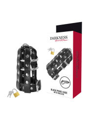 DARKNESS - GABBIA DI CASTIT IN PELLE CON SERRATURA