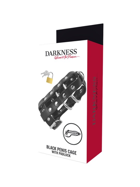 DARKNESS - CAGE DE CHASTETÉ EN CUIR AVEC SERRURE