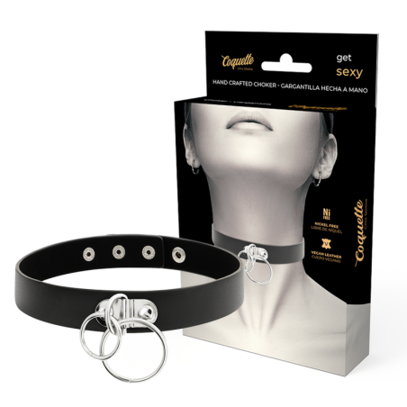 COQUETTE CHIC DESIRE - DUBBELE RING VEGAN LEDEREN CHOKER