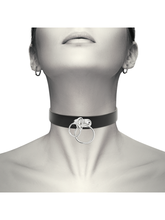 COQUETTE CHIC DESIRE - DOUBLE RING VEGAN LEATHER CHOKER