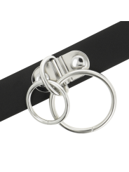 COQUETTE CHIC DESIRE - GARGANTILHA DE COURO VEGANO DE ANEL DUPLO
