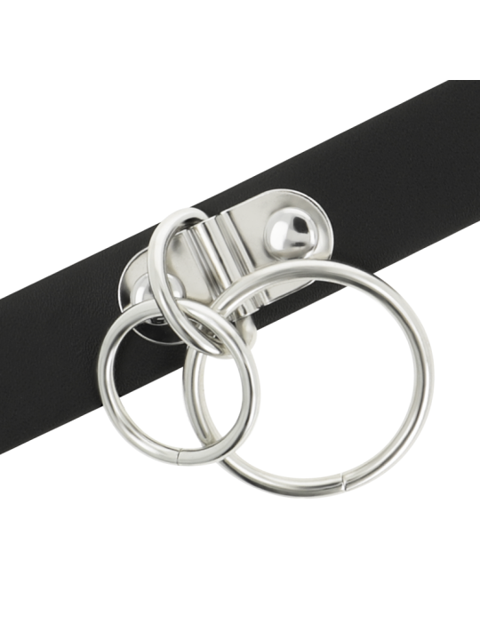 COQUETTE CHIC DESIRE - DOUBLE RING VEGAN LEATHER CHOKER