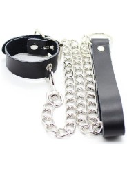 OHMAMA FETISH - COLLAR PARA PENE Y CORREA PIEL CON CADENA METALICA