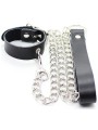 OHMAMA FETISH - COLAR PARA PÊNIS E ALÇA DE COURO COM CORRENTE DE METAL