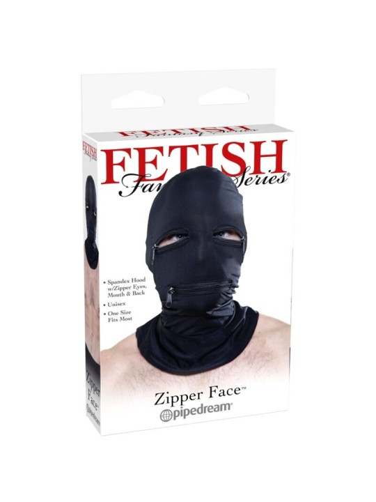 FETISH FANTASY SERIES - CAPUCHE AVEC FERMETURE ÉCLAIR NOIRE