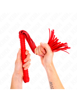 KINK - FOUET AVEC MANCHE TEXTURÉ ROUGE 48,5 CM