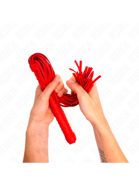 KINK - FOUET AVEC MANCHE TEXTURÉ ROUGE 48,5 CM