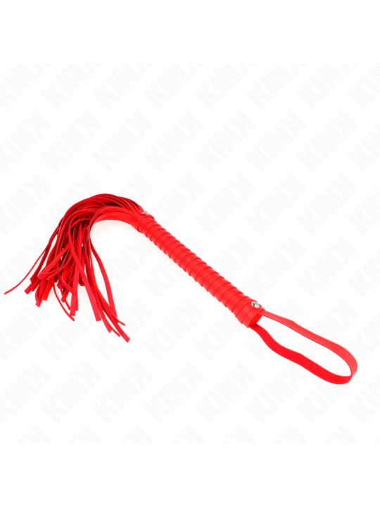 KINK - FOUET AVEC MANCHE TEXTURÉ ROUGE 48,5 CM